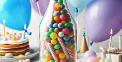 Centro de Mesa con Botella de Vidrio y Globos