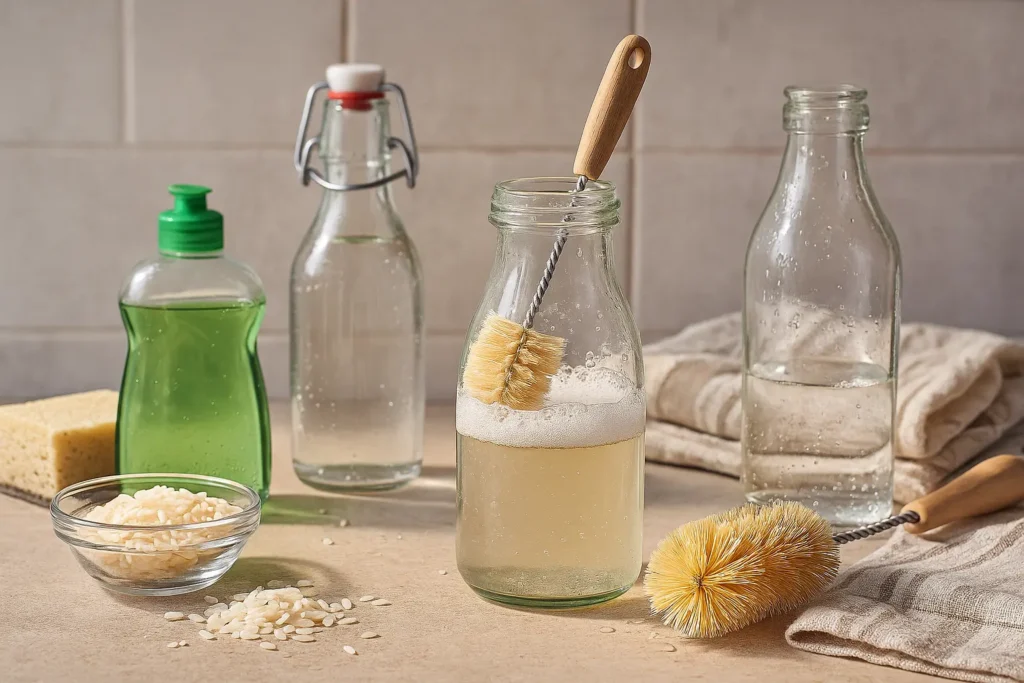 Cómo limpiar botellas de vidrio