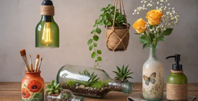 Ideas creativas con botellas de vidrio recicladas