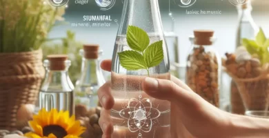 agua mineral en botella de vidrio