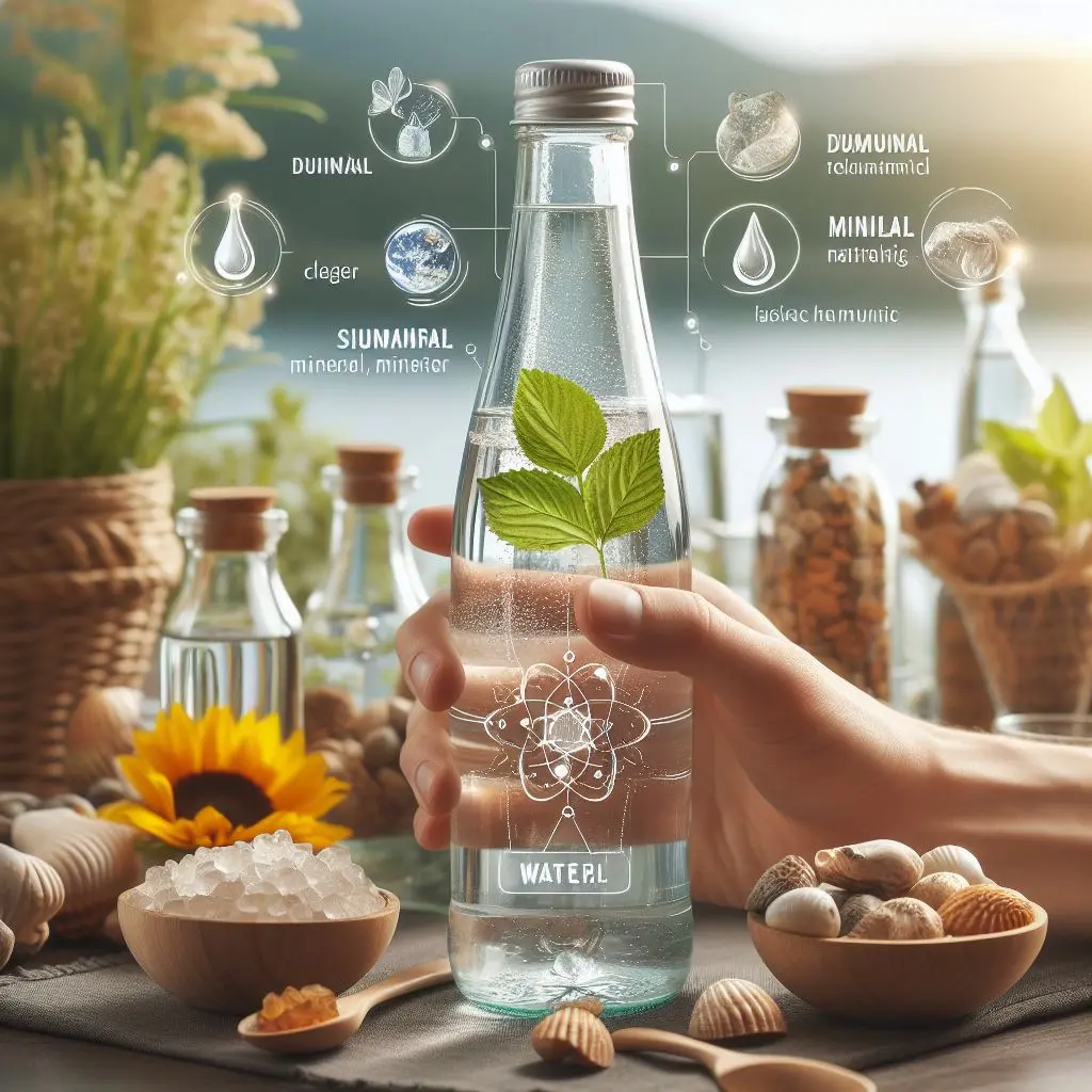 agua mineral en botella de vidrio