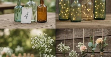 botellas de vidrio vintage para bodas