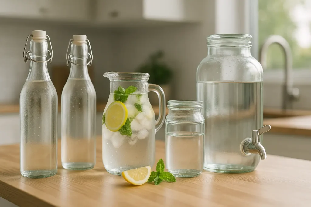 contenedores de vidrio para agua
