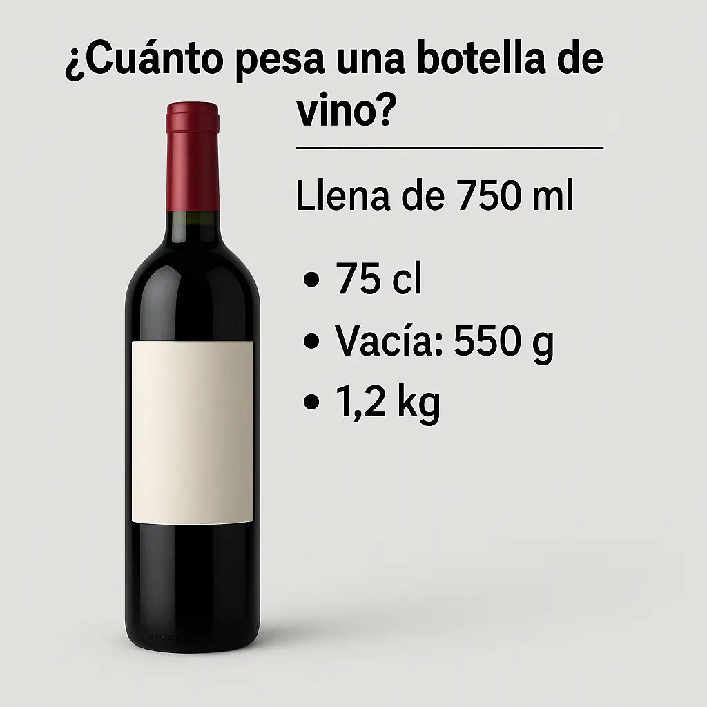 cuanto pesa una botella de vino