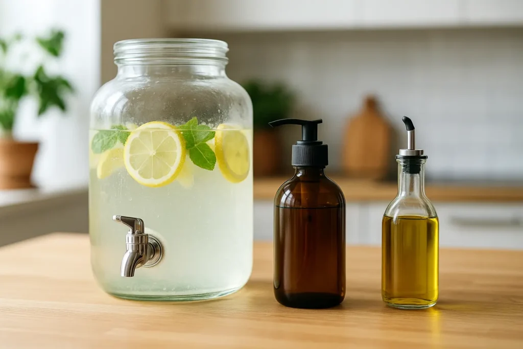 frascos de vidrio con dispensador