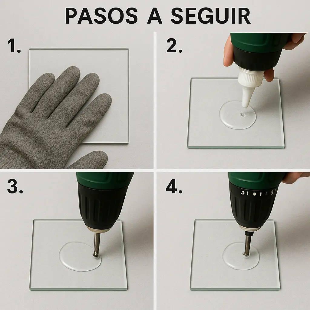 pasos para taladrar vidrio o cristal