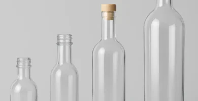 tamaños y capacidades de botellas de vidrio